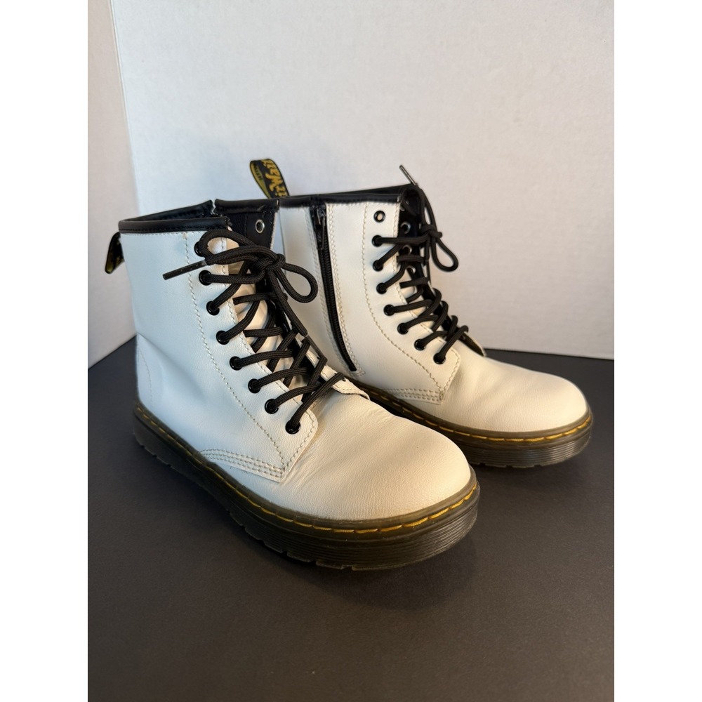 Dr. Martens Boots Youth Size 3 White Zavala Doc Side Zip Lace Up Kids Combat Air